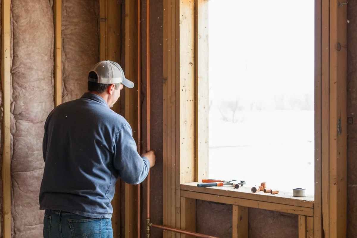 Licensed plumber running new copper supply lines in a Franktown home