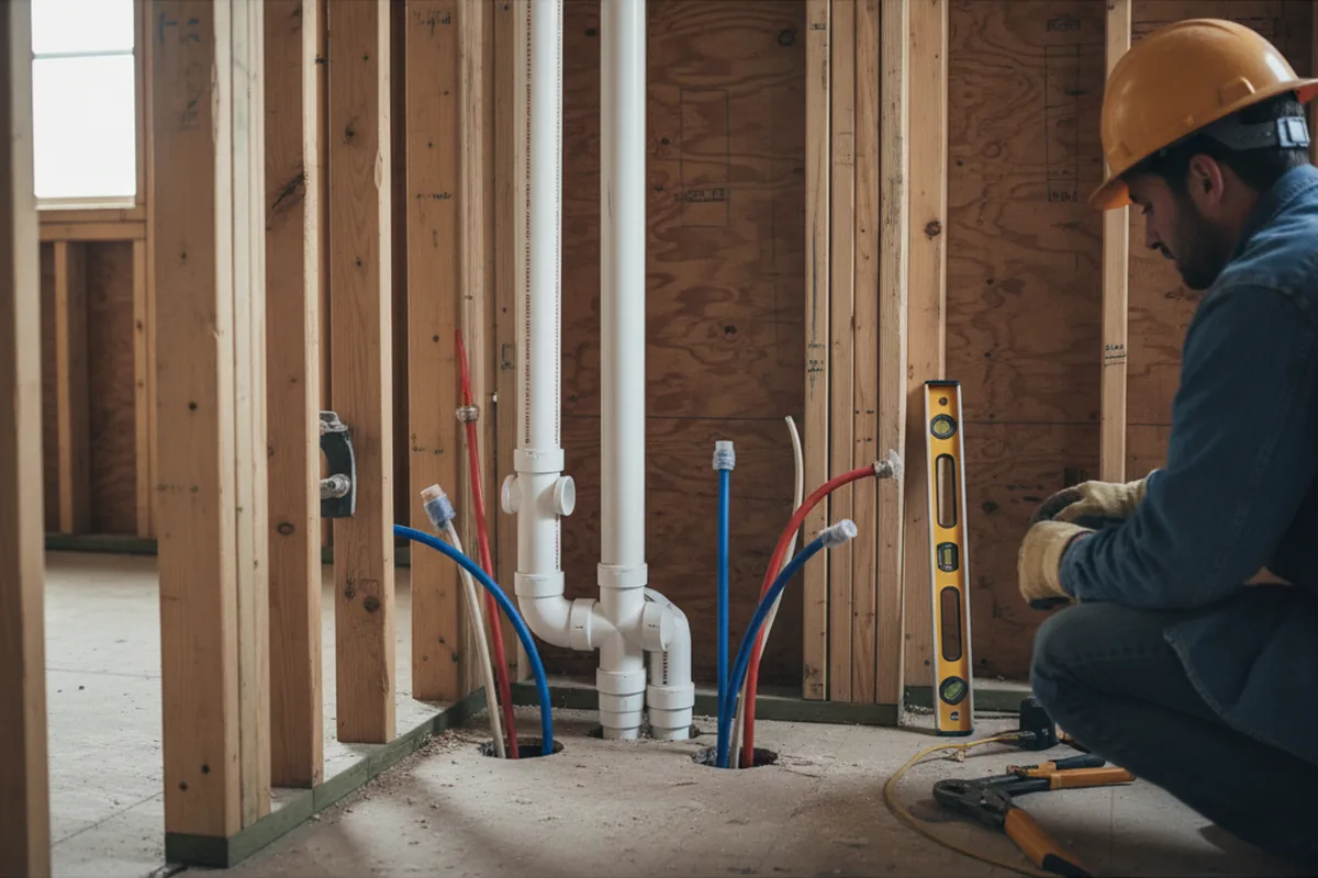 Drain and supply rough-in during Garbage Disposal Repair in Franktown